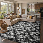6x9 Ft Large Shag Rugs for Living Room, Tie-Dyed Ultra Soft Fluffy Furry Area Rugs for Bedroom Indoor Floor, Aesthetic Carpet for Kids Home Decor (Dark Grey)