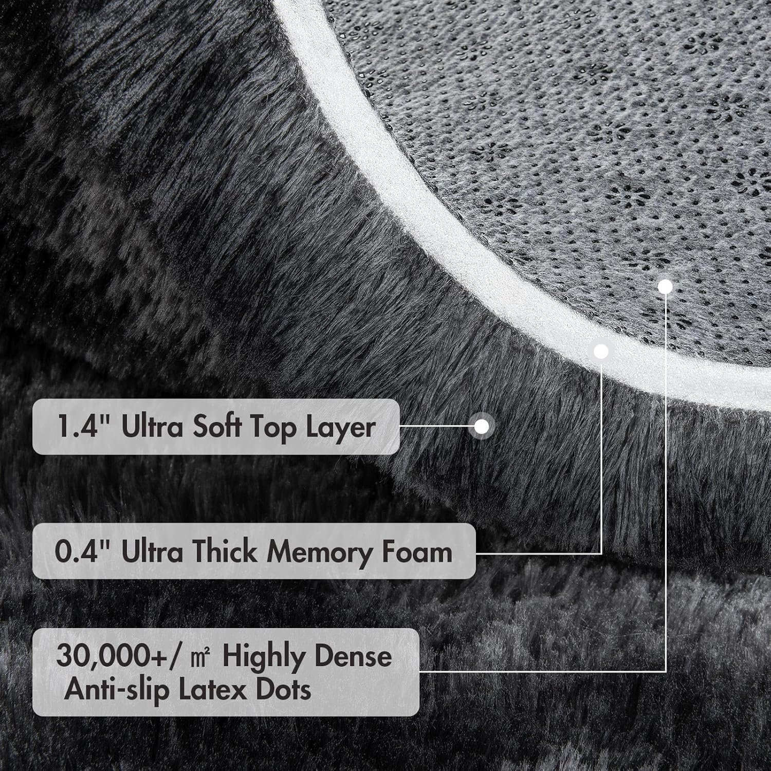 6x9 Ft Large Shag Rugs for Living Room, Tie-Dyed Ultra Soft Fluffy Furry Area Rugs for Bedroom Indoor Floor, Aesthetic Carpet for Kids Home Decor (Dark Grey)
