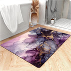 Fast Drying Thin Bath Mat Bathtub Mat | Diatomite Bathmat with Absorbent and Non-Slip Surface Easy to Clean | Colorful Marble Texture Bathroom Rug (3x5ft/36x60in/90x150cm, Pink/Medium Purple)