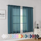 Black Sheer Curtains 84 Inches Long, Light Filtering Rod Pocket Solid Color Window Sheer Curtain Panels, Elegant Curtains & Drapes for Living Room, Bedroom 2 Panels (Black, 42" W x 84" L)