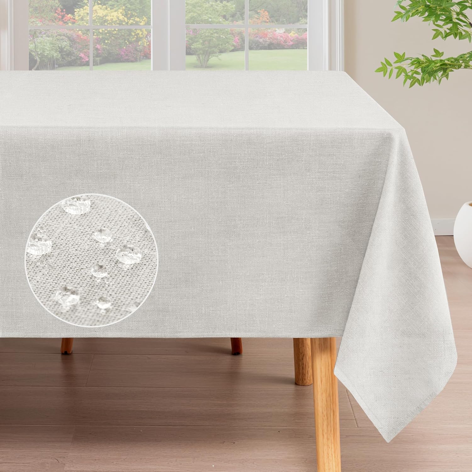 Linen Textured Table Cloths 60 x 120 Inch Premium Solid Tablecloth Spill-Proof Waterproof Table Cover for Dining Buffet Feature Extra Soft and Thick Fabric Wrinkle Free, Taupe
