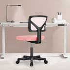 Small Desk Chair, Ergonomic Low-Back Mesh Rolling Work Swivel Chairs with Wheels, Armless Comfortable Seat Lumbar Support for Home, Bedroom, Study, Student, Adults,Classic Pink