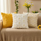 DFXSZ Spring Summer Pillow Covers 18x18 inch Set of 2 Farmhouse Decor Yellow Color Flower Heart Sunflower Soft Plush Faux Fur Jacquard Throw Pillows for Sofa Holiday Spring Home Decor PTK024C18