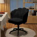Chair with Bow Cushion Velvet Vanity Chair with Wheels, Upholstered Home Office Chair for Girls Women, Mid-Back Swivel Computer Task Chairs for Living Room Bedroom