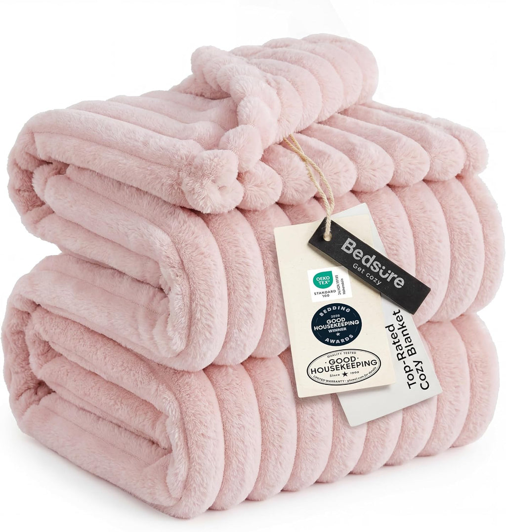Bedsure GentleSoft Blankets Queen Size for Bed - Cozy Soft Sofa Couch Cover Blankets for Women, Cute Large Bedding Fleece Throws for Girls, Off White, 90x90 Inches