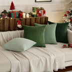 MIULEE Boho Farmhouse Sage Green Throw Pillow Covers 18x18 Inch Set of 4 Mordern Nordic Cushion Covers Soft Corduroy Spring Home Decor for Couch Bed Sofa Living Room Forest Green