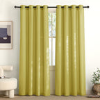 Natural Linen Curtains 84 inch Long 2 Panels Set, Grommet Top Thick Linen Burlap Semi Sheer Vertical Drapes Privacy Assured with Light Filtering for Bedroom/Living Room, W55 x L84