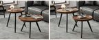 2 PCS Small Round Coffee Table Set, Mid Century Modern Coffee Tables for Living Room, Walnut Nesting Tables for Small Spaces, Easy Assembly Circle Wood Center Table,Black Nesting Coffee Table Set of 2