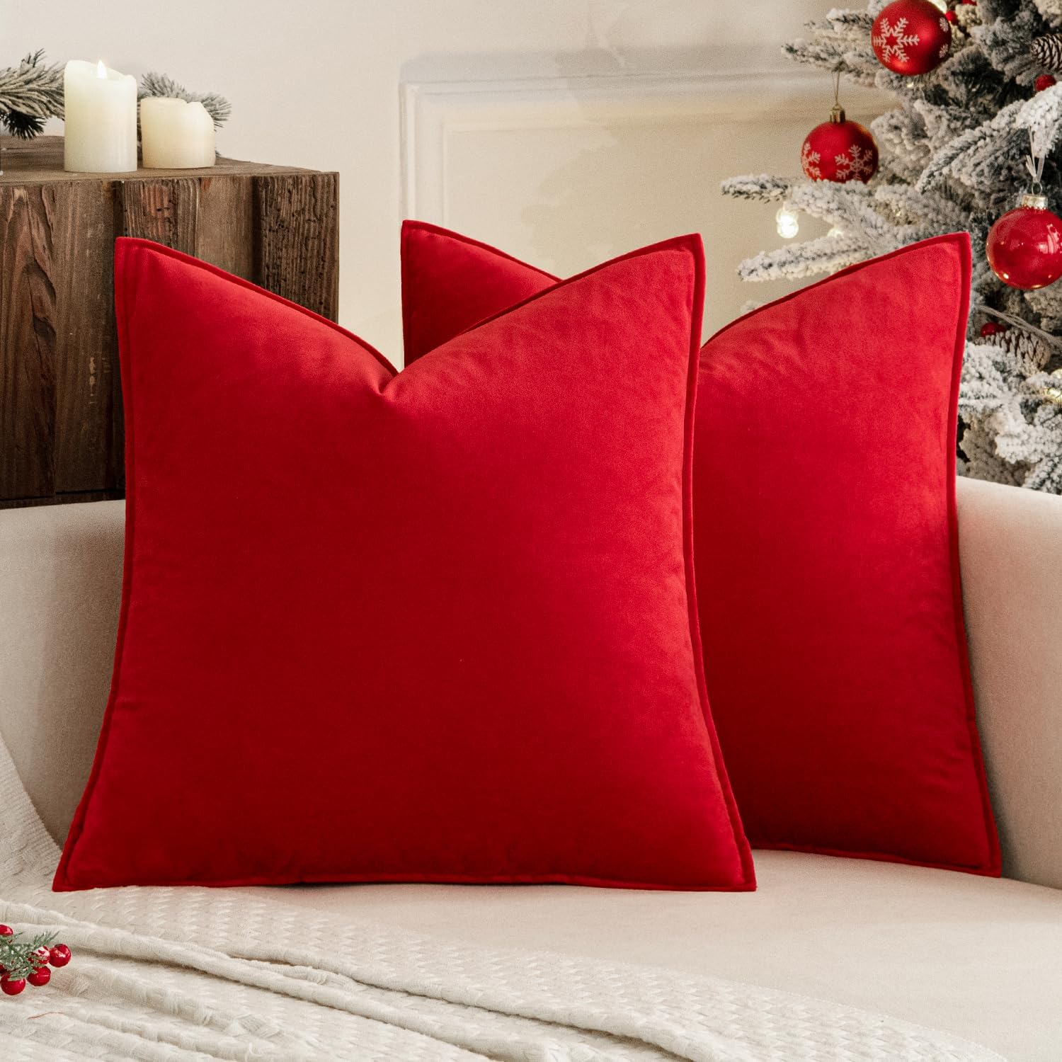 MIULEE Brown Velvet Throw Pillow Covers 20x20 Soft Decorative Solid Square Cushion Cases Pack of 2 Modern Luxury Home Decor for Couch, Sofa, Bedroom