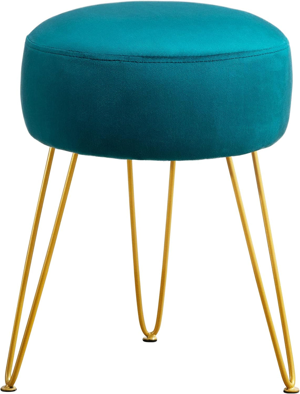 Vanity Stool, Gray Vanity Stools for Makeup Room, Round Ottoman Foot Stool, Velvet Footrest Vanity Chair for Bathroom Vanity, Bedroom, Living Room, Entryway, Offices, 300lbs