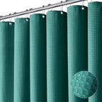 Dynamene Sage Green Shower Curtain - Waffle Textured Heavy Duty Thick Fabric Shower Curtains for Bathroom, 256GSM Luxury Weighted Polyester Cloth Bath Curtain Set with 12 Plastic Hooks，72Wx72H,Green