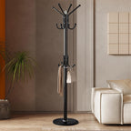 Modern Coat Rack Freestanding with Natural Marble Base & Sturdy Metal Frame, 11 Hooks Hall Tree for Jackets, Hats, Bags, Entryway Organizer for Bedroom, Living Room, Closet (11 hooks-Black)