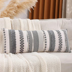 Grey Throw Pillow Covers 18x18 Set of 2 Boho Stripe Pillow Covers Tufted Decorative Pillow Case Accent Pillowcase Farmhouse Cushion Case Nuetral Textured Pillow Cover Spring Home Decor