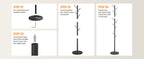 Coat Rack Freestanding with Natural Marble Base, Metal Coat Rack Stand with 10 Hooks, 3 Adjustable Size Coat Tree for Bags, Clothes, and Hats for Entryway, Bedroom, Hallway, Office, Black