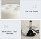 White Vanity Chair for Makeup Room Round Ottoman Tufted PU Leather Makeup Chair Vanity Stools for Bathroom Height Adjustable 360 Swivel