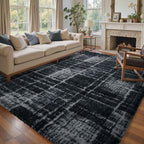 6x9 Ft Large Shag Rugs for Living Room, Tie-Dyed Ultra Soft Fluffy Furry Area Rugs for Bedroom Indoor Floor, Aesthetic Carpet for Kids Home Decor (Dark Grey)