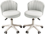 Small Round Rolling Desk Chair Armless Comfy Vanity Computer Chair Height Adjustable Swivel Work Spa Chair