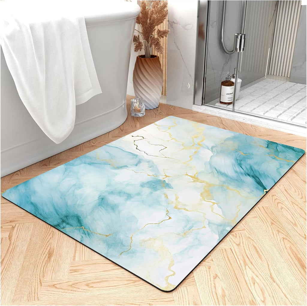 Fast Drying Thin Bath Mat Bathtub Mat | Diatomite Bathmat with Absorbent and Non-Slip Surface Easy to Clean | Colorful Marble Texture Bathroom Rug (3x5ft/36x60in/90x150cm, Pink/Medium Purple)
