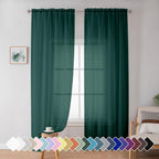Black Sheer Curtains 84 Inches Long, Light Filtering Rod Pocket Solid Color Window Sheer Curtain Panels, Elegant Curtains & Drapes for Living Room, Bedroom 2 Panels (Black, 42" W x 84" L)