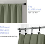 Sage Green Bedroom Blackout Curtains, 63inch (approx. 160.2cm) pieces set, solid insulated energy-saving rod pocket blackout curtains, width 40 x length 63inch (approx. 101.6cm), gray-green