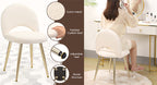 Vanity Chair with Adjustable Backrest, Boucle Upholstery Armless Makeup Stool, Cream White Sherpa Vanity Stool with Gold Metal Legs for Bedroom Living Room Kitchen Dinning Room (Gold and White)