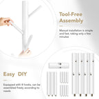 Coat Rack Freestanding with 8 Hooks,Easy Assembly New Zealand Pine Tree Coat Racks, 3 Adjustable Sizes for Clothes, Hats, Bags, for Entryway, Hallway, Bedroom, Office (White, 1 PC)