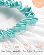 White Shower Cap for Long Hair 1 Pack, 12 inch large size,Waterproof Washable Hair Caps for Women and Girls, Super Cute and Extra Large