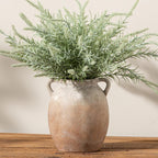 Ceramic Flower Vase 7.6 inch Farmhouse Rustic Vase Decorative Pottery Terracotta Vases for Home Decor Table Mantle Fireplace Living Room Bathroom Wedding Centerpiece (Whitewashed)
