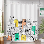 Shower Curtain, Cloth Ombre Black Shower Curtain Set with 12 Hooks, Washable Fabric Black and White Shower Curtain, Rustic Farmhouse Bathroom Shower Curtain, 72x72 Inches
