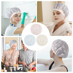Shower Caps, 3 Pcs Plastic Reusable Shower Caps Elastic Band Bath Caps for Women Ladies Spa Salon