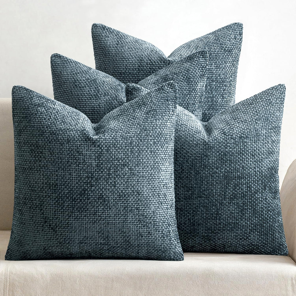 Pack of 4 Couch Throw Pillow Covers 18x18 Inch Neutral Soft Decorative Chenille Pillow Covers Farmhouse Boho Cushion Covers for Mid Century Modern Spring Home Decor Sofa Bedroom Living Room