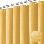 Dynamene Sage Green Shower Curtain - Waffle Textured Heavy Duty Thick Fabric Shower Curtains for Bathroom, 256GSM Luxury Weighted Polyester Cloth Bath Curtain Set with 12 Plastic Hooks，72Wx72H,Green
