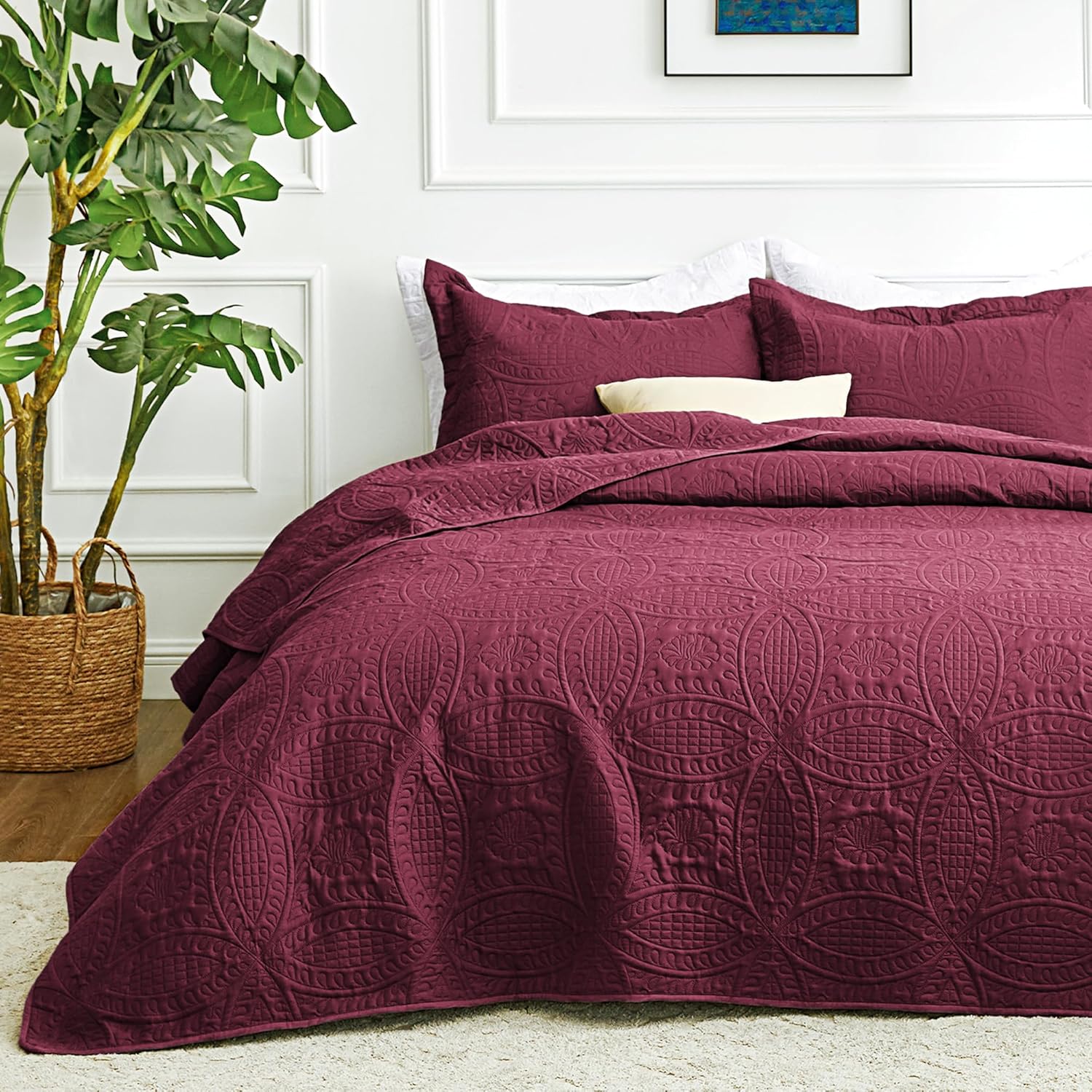 Love's cabin Quilts for Queen Bed Blue Bedspreads - Soft Bed Summer Lightweight Bedspread Comforter - Modern Style Coin Pattern Coverlet for All Season - 3 Pieces (1 Quilt, 2 Pillow Shams)