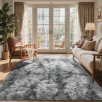 6x9 Ft Large Shag Rugs for Living Room, Tie-Dyed Ultra Soft Fluffy Furry Area Rugs for Bedroom Indoor Floor, Aesthetic Carpet for Kids Home Decor (Dark Grey)