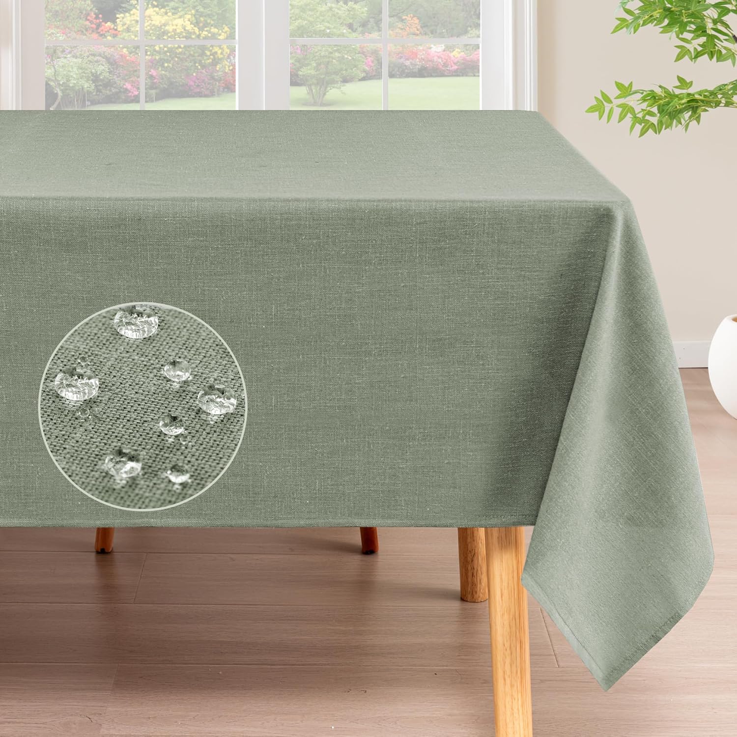 Linen Textured Table Cloths 60 x 120 Inch Premium Solid Tablecloth Spill-Proof Waterproof Table Cover for Dining Buffet Feature Extra Soft and Thick Fabric Wrinkle Free, Taupe