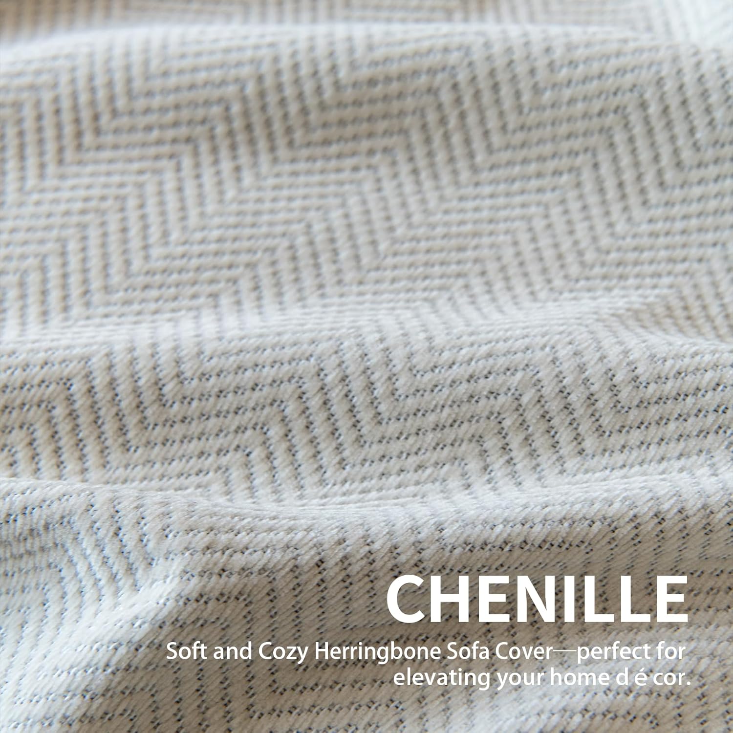 Couch Covers for Dogs 3 Cushion, Loveseat Slipcovers Washable, Pet L Shape Sectional Protector, Boho Sofa Blanket Cover, Herringbone Chenille, Cream, 71"x118"