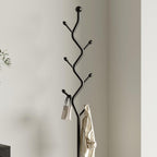 Tree Branch-Look Coat Rack Freestanding with 6 Hooks & Sturdy Marble base Metal Clothes Hanger Stand for Entryway/Mudroom/Bedroom/Hallway/Home Office (Matte black)
