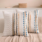 Boho Chenille Tufted Couch Throw Pillow Covers 18x18 Inch Set of 2 Farmhouse Striped Decorative Pillow Covers Accent Neutral Square Pillowcase Green Cushion Covers for Livingroom Sofa Bed