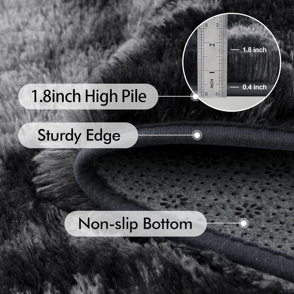 6x9 Ft Large Shag Rugs for Living Room, Tie-Dyed Ultra Soft Fluffy Furry Area Rugs for Bedroom Indoor Floor, Aesthetic Carpet for Kids Home Decor (Dark Grey)