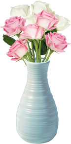Vase for Flowers, Ceramic Look Plastic Vase for Home Decor, Living Room, Table (Seashell White)