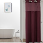 No Hook Waffle Shower Curtain with Snap in Fabric, Waterproof Shower Curtains with See Through Top Window, Hotel Luxury Heavy Duty Bathroom Curtain and Liner Set, 72'' x 75'', Black