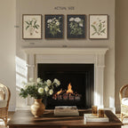 Framed Vintage Botanical Wall Art Bedroom, 4 Piece Rustic Farmhouse Floral Canvas Prints Artwork, Neutral Flower Butterfly Pictures for Modern Farmhouse Living Room Kitchen Bathroom Wall Decor, 11x14