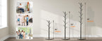 Coat Rack Freestanding with Natural Marble Base, Metal Coat Rack Stand with 10 Hooks, 3 Adjustable Size Coat Tree for Bags, Clothes, and Hats for Entryway, Bedroom, Hallway, Office, Black
