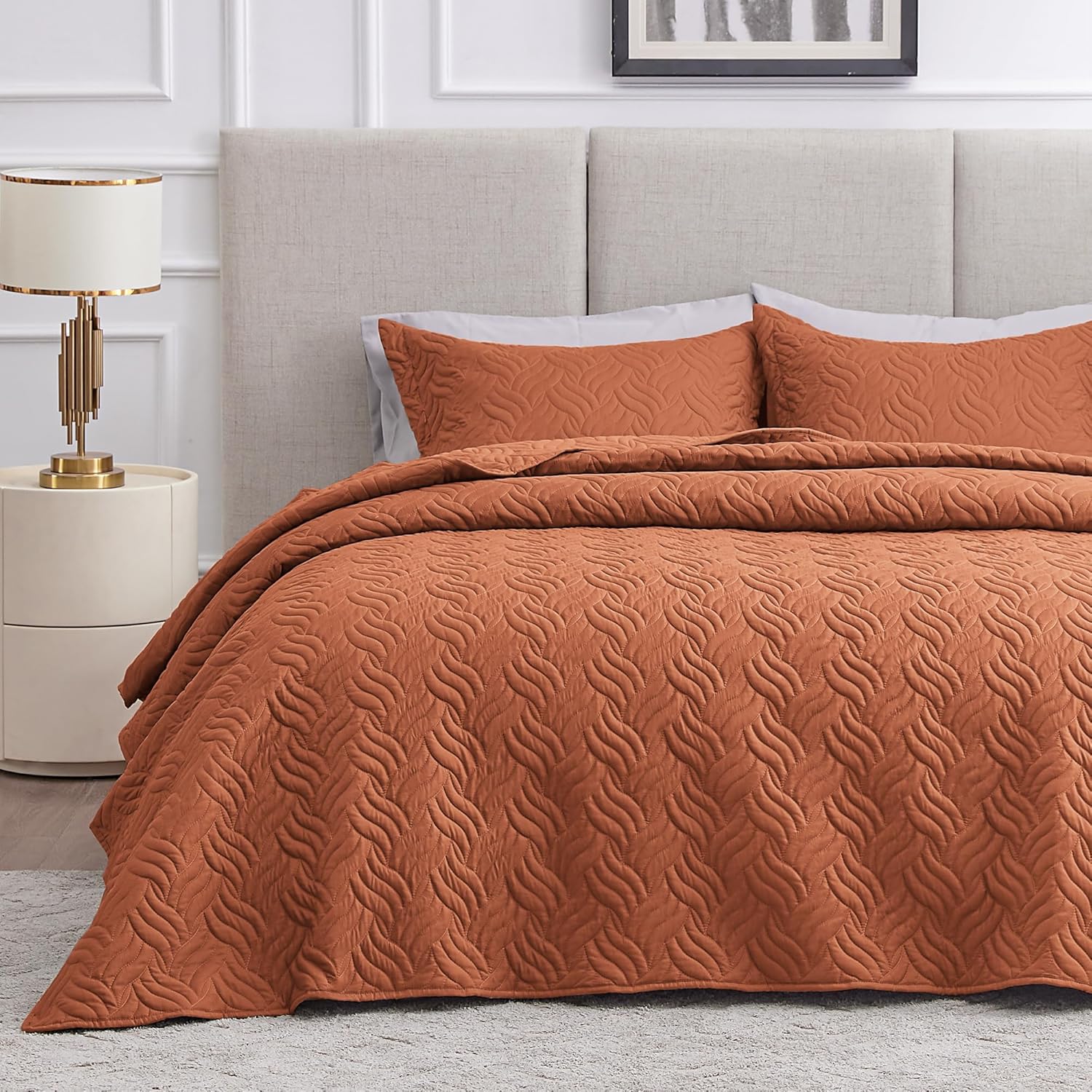 Love's cabin Quilts for Queen Bed Blue Bedspreads - Soft Bed Summer Lightweight Bedspread Comforter - Modern Style Coin Pattern Coverlet for All Season - 3 Pieces (1 Quilt, 2 Pillow Shams)