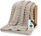 Bedsure GentleSoft Blankets Queen Size for Bed - Cozy Soft Sofa Couch Cover Blankets for Women, Cute Large Bedding Fleece Throws for Girls, Off White, 90x90 Inches