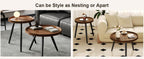 2 PCS Small Round Coffee Table Set, Mid Century Modern Coffee Tables for Living Room, Walnut Nesting Tables for Small Spaces, Easy Assembly Circle Wood Center Table,Black Nesting Coffee Table Set of 2