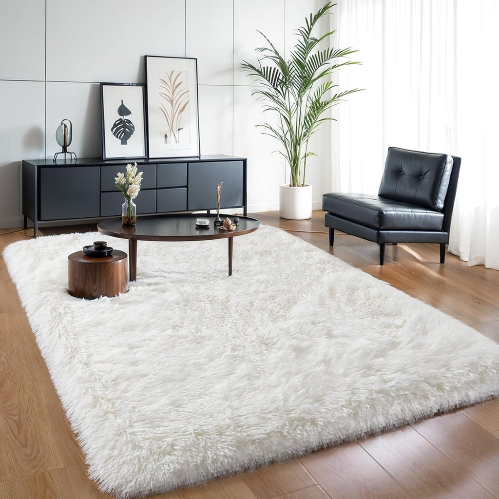 Pink Fluffy 4x6 Area Rugs for Bedroom Girls, Soft Washable Fuzzy Furry Shag Rug for Kids Room, Nursery, Dorm Decor, Cute Plush Carpet for Baby Toddler