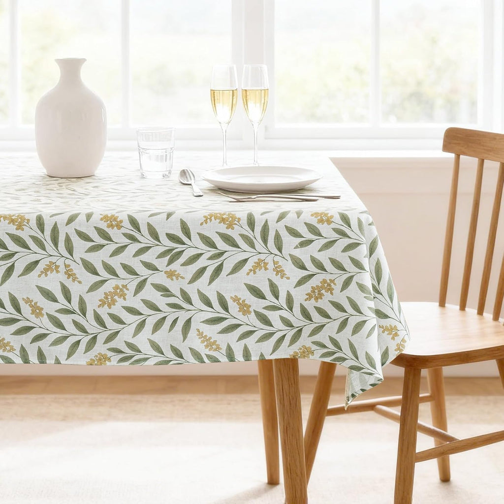 Linen Textured Table Cloths 60 x 120 Inch Premium Solid Tablecloth Spill-Proof Waterproof Table Cover for Dining Buffet Feature Extra Soft and Thick Fabric Wrinkle Free, Taupe