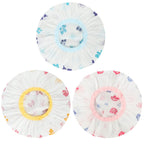 Shower Caps, 3 Pcs Plastic Reusable Shower Caps Elastic Band Bath Caps for Women Ladies Spa Salon