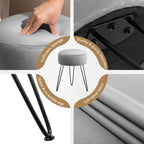 Vanity Stool, Gray Vanity Stools for Makeup Room, Round Ottoman Foot Stool, Velvet Footrest Vanity Chair for Bathroom Vanity, Bedroom, Living Room, Entryway, Offices, 300lbs